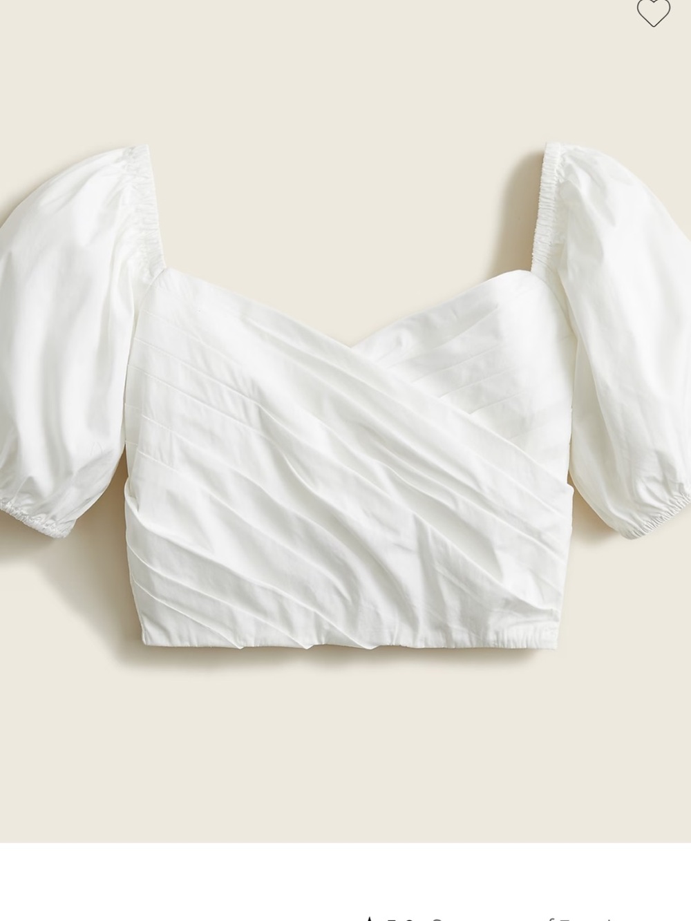J. Crew White Puff-Sleeve Cropped Top